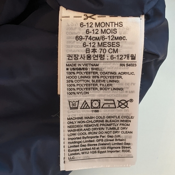 Gap Navy transition Puffer coat * 6-12M - Picture 2 of 3